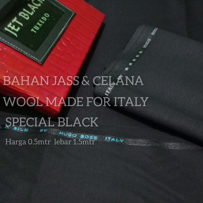KAIN WOOL MADE FOR ITALY & ENGLAN SPECIAL BLACK BAHAN JASS BAHAN CELANA KAIN SEMI WOOL