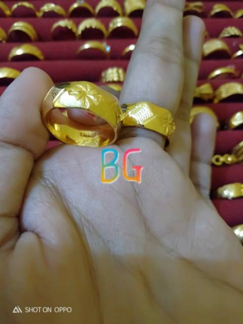 Cincin lapis emas wajik nanas(sertakan ukuran nomor cincin di catatan pembeli)