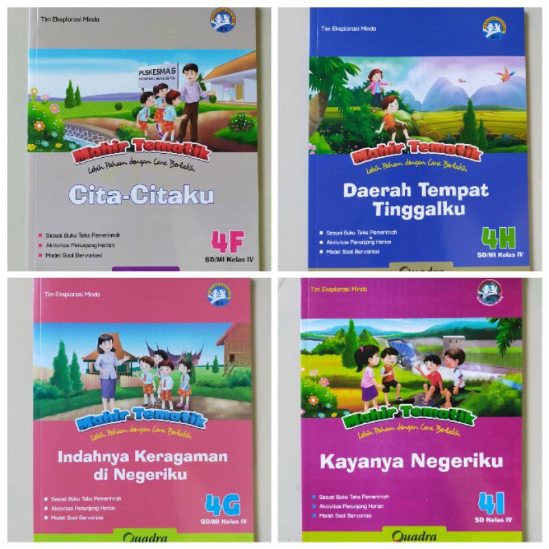 ORI satu paket buku mahir tematik K13 Quadra kelas 4 FGHI semester 2