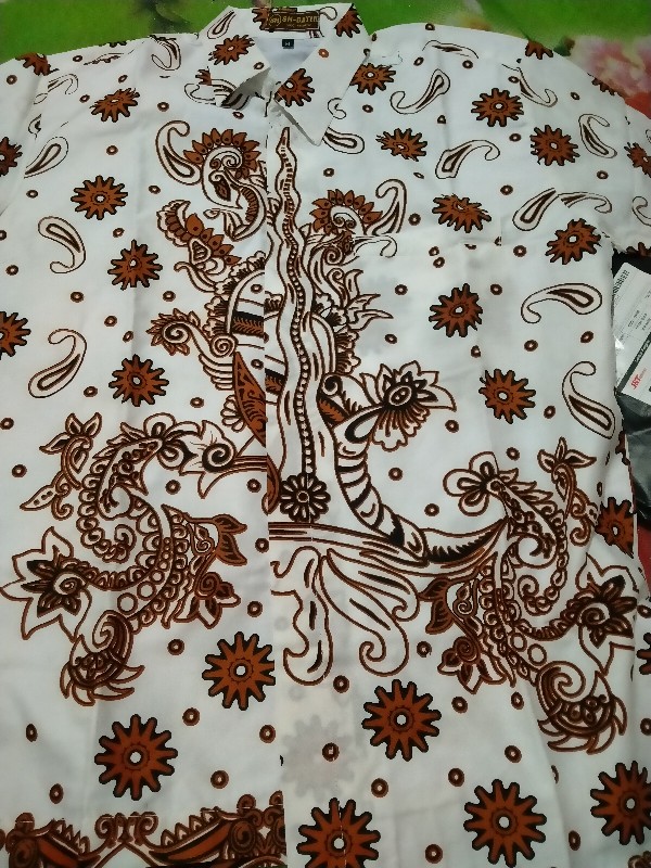Keris Putih Pendek Kemeja Batik Pria Full Furing Bahan Katun Sragenan