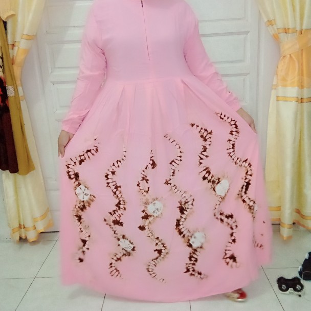 New Arrival Gamis Twill Rayon Original Pelangi Gamis Twill Tiedye Gamis Ori Ar Batik Super Abstrak