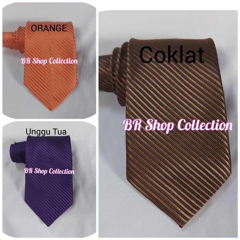 Dasi salur 3inch 8cm Merah hijau gold silver hitam navy coklat orange maroon tua hitam putih