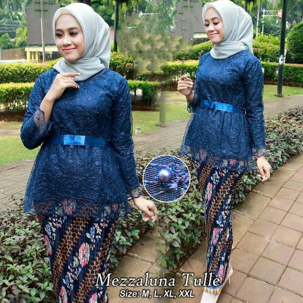 DRESS KEBAYA MEZZALUNA - SET KEBAYA TULLE MUTIARA - KEBAYA MODERN TERBARU - BAJU WANITA - PAKAIAN