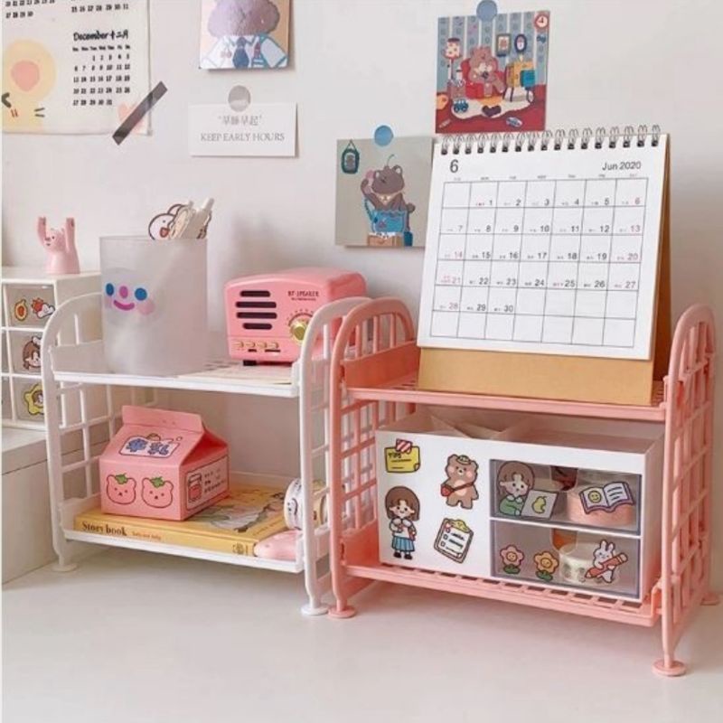 Rak plastik susun 2 tingkat , Rak meja mini 2 tingkat