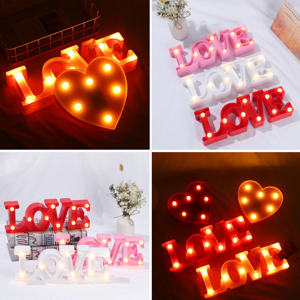 Solighter LED Huruf Baru Dekorasi Pernikahan Mariage Table Decor Perlengkapan Pesta 3D Love Hati