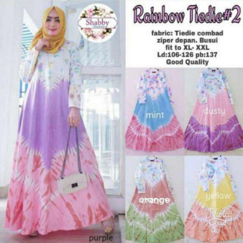 Daster Kaos Pelangi Tiedye / Daster Busui Jumbo / Daster Lengan Panjang