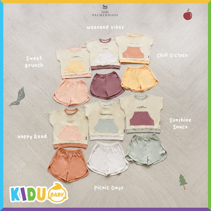 Little Palmerhaus Garden Party Set Baju Bayi Baju Anak Lengan Pendek Celana Pendek Kidu Baby