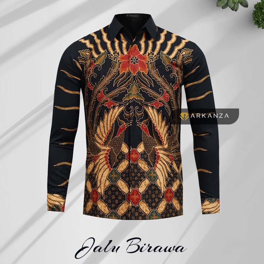 JALU BIRAWA Hem Atasan Kemeja Baju Batik Pria Cowok Laki Laki Slimfit Full Lapis Furing Lengan Panjang Lengan Pendek Original Asli Batik Arkanza Solo Laweyan Size S M L Xl XXL  Bahan Katun Premium Prada  Prabuseno Antasena Mahaprana mensbatik