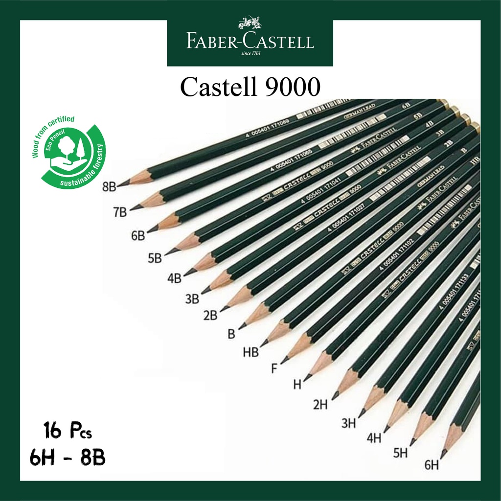 

Paket Pensil Faber Castell Lengkap H HB F B 2H 3H 4H 5H 6H 2B 3B 4B 5B 6B 7B 8B / 16 Jenis Pencil