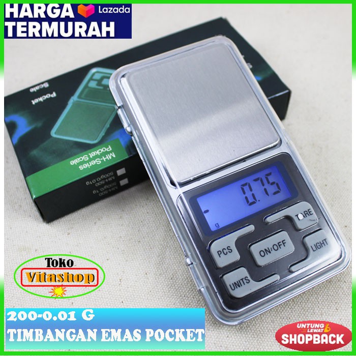 TIMBANGAN DIGITAL EMAS PERMATA POCKET SCALE 200G/0.01G