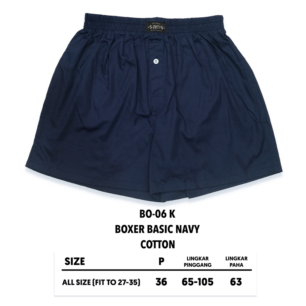 SANVANINA Celana Boxer Navy Unisex Polos Basic | Celana Santai | Celana Pendek | Boxer Navy BO-06K