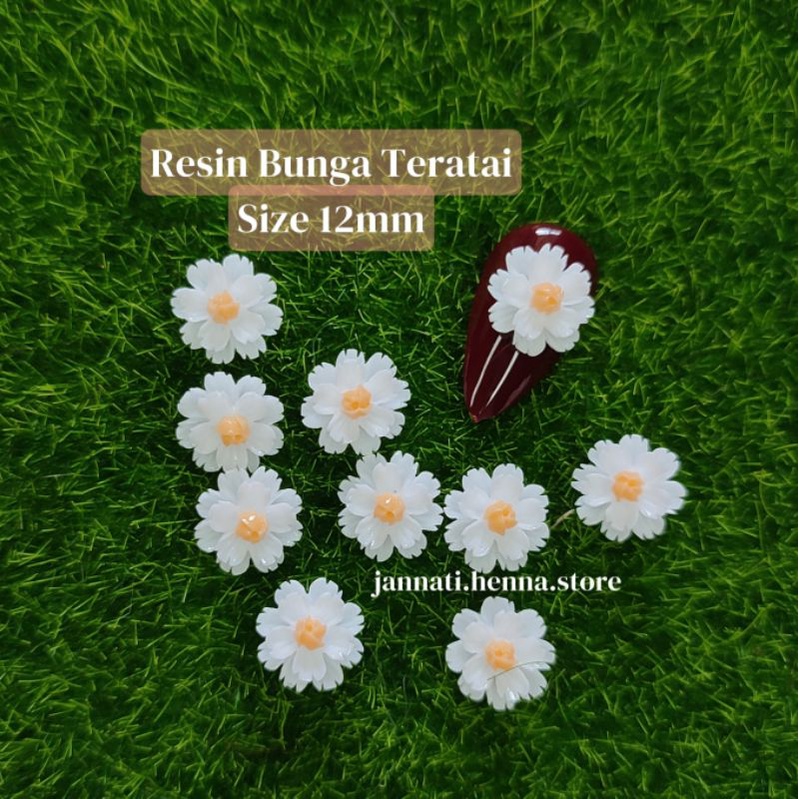 RESIN BUNGA TERATAI AKSESORIS NAIL ART AKSESORIS KUKU PALSU BUNGA RESIN HIASAN KUKU PALSU WEDDING JANNATI HENNA STORE