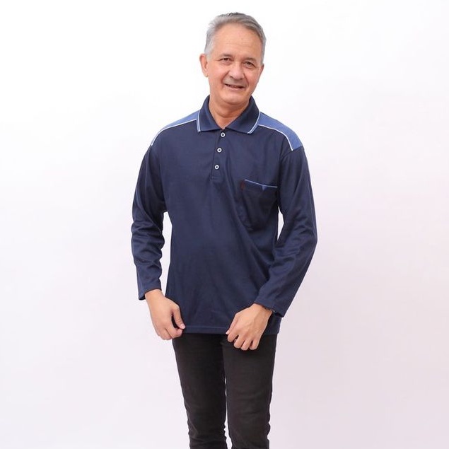 KAOS KERAH KOMBINASI LENGAN PANJANG