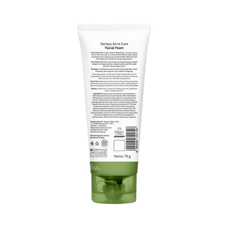 SARIAYU FACIAL FOAM ACNE CARE 75 GR/ SARI AYU ACNE BUSA PEMBERSIH JERAWAT