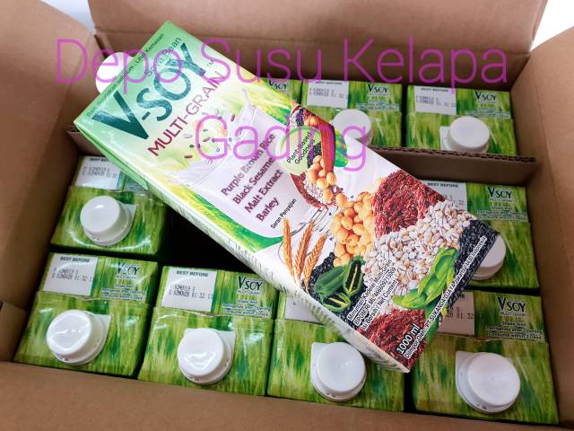 V-soy Susu Kedelai Original / Multi Grain | Vsoy Soya Milk Multigrain 1 Liter UHT Kacang Golden Low Sugar