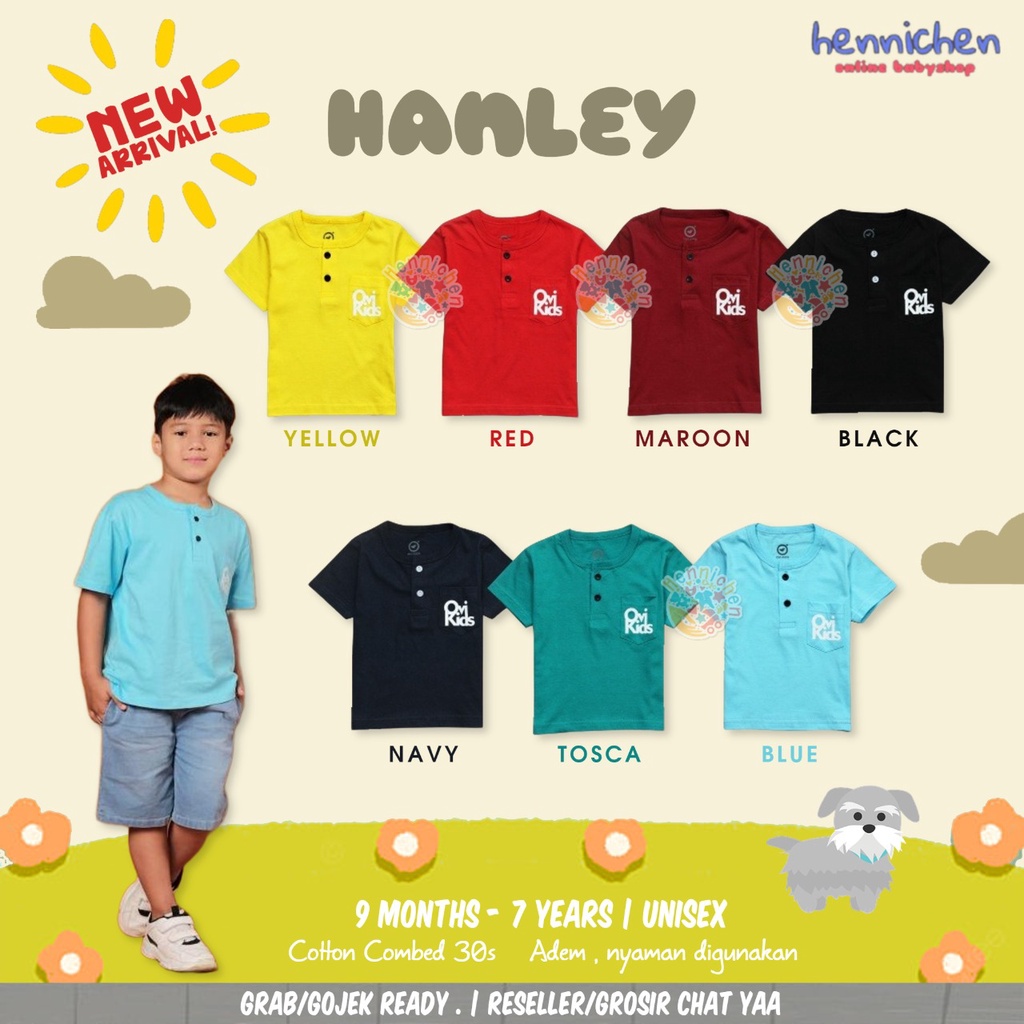 SIMPLAY HENLEY  Kaos Anak Kancing-Baju Anak Laki-Laki-Hanley Henley Unisex (9 Bulan-7 Tahun)  OVIKIDS