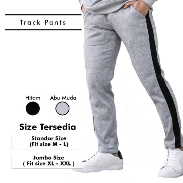 trackpants pria olahraga/celana panjang pria warna putih/celana hitam putih pria