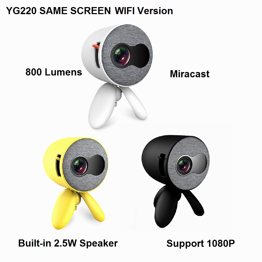 YG220S WIFI SAME SCREEN Model - Mini Portable LED Projector 800 Lumens