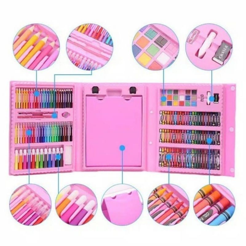 

crayon anak set 208 pcs pensil warna alat lukis cat air oil pastel col