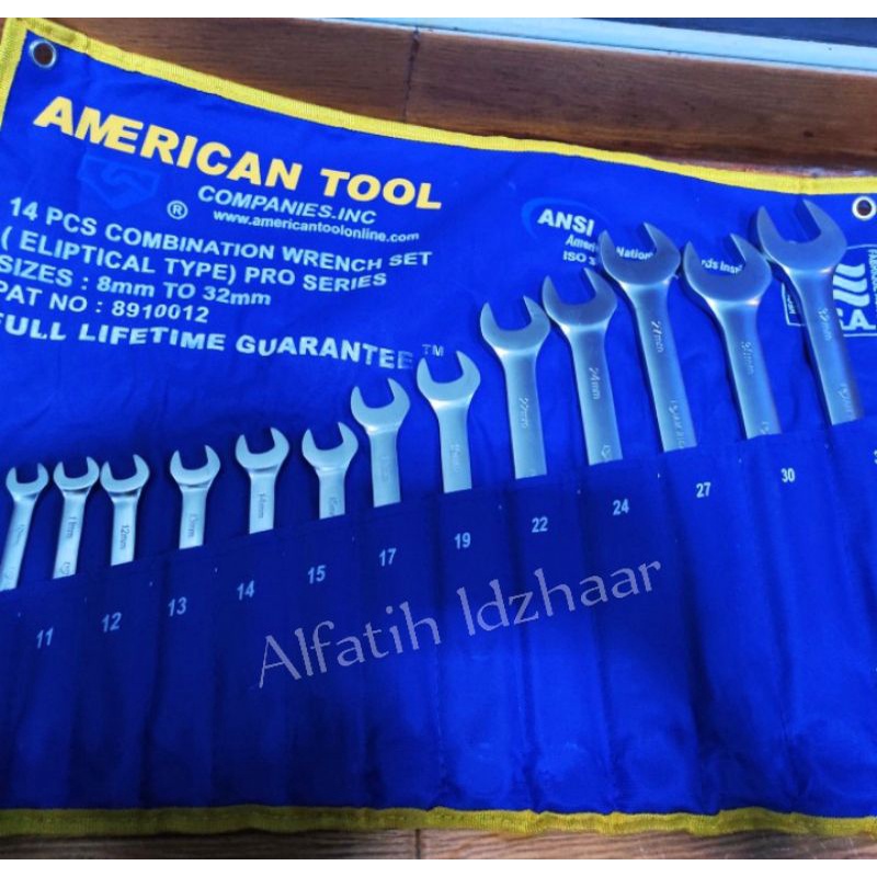 kunci set kombinasi ring pas 11 pcs American tools