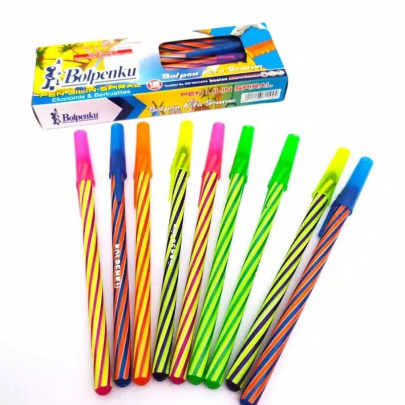 

12 pc bolpenku/pen lilin original/pen spiral/pen murah tinta hitam