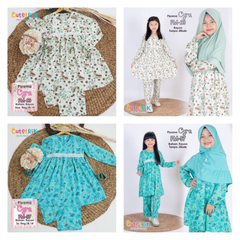 ONE SET PAJAMAS RAYON PIYAMA BAJU PANJANG ANAK USIA 3-4 TAHUN CUTETRIK