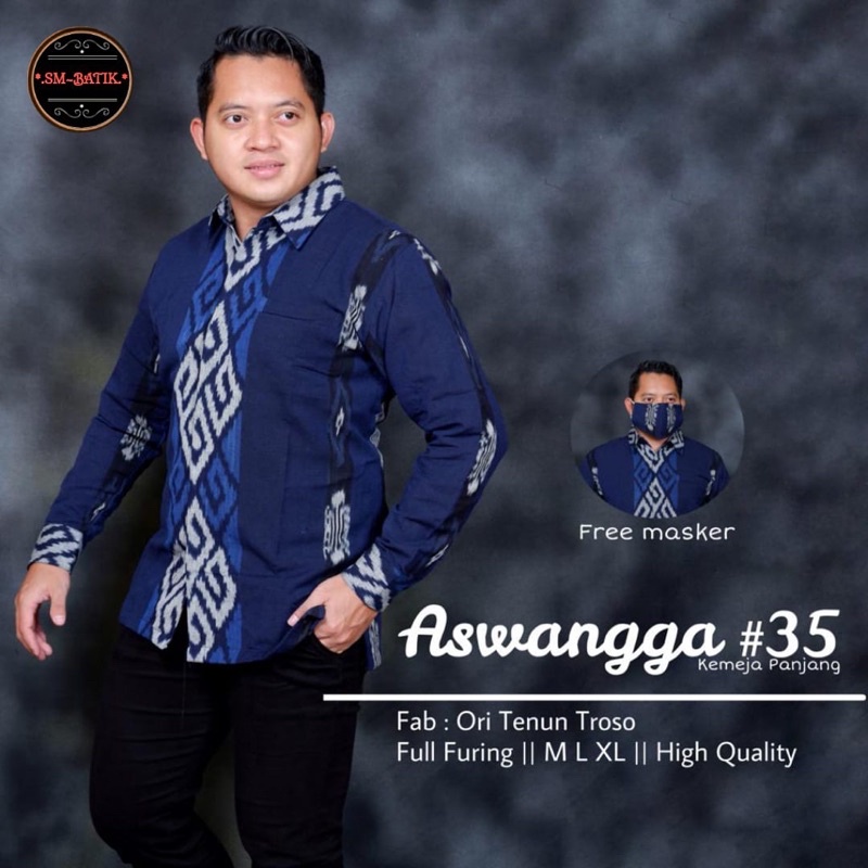 ASWANGGA 35 Kemeja Batik Pria Solo Asli Lengan Panjang Katun Halus FULL FURING PREMIUM ORI TENUN TRO