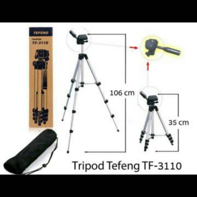 Tripod 1meter +Holder Multifungsi HP &amp; go pro