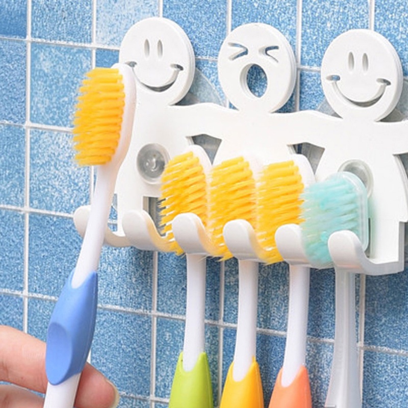 Kamar Mandi Sederhana Bebas Paku Hemat Ruang Perekat Diri Gaya Mahkota Sikat Gigi Elektrik Penyimpanan Kait Rumah Kreatif Mulus Hiasan Dinding Smiley Toothbrush Holder