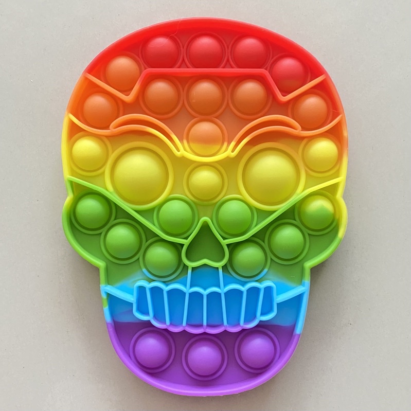 Pop It Fidget Toy Murah Rainbow Mainan Anak Penghilang Stress Tiktok-TENGKORAK rgb