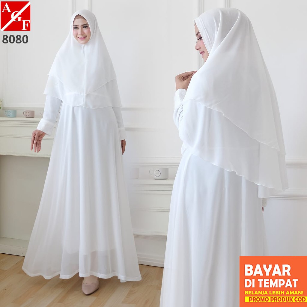 Agnes Baju Gamis Putih / Baju Lebaran / Busana Muslim ...
