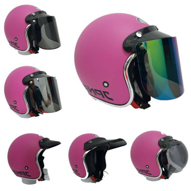 Helm bogo Jpn Retro Pink Magenta Doff List Chrome