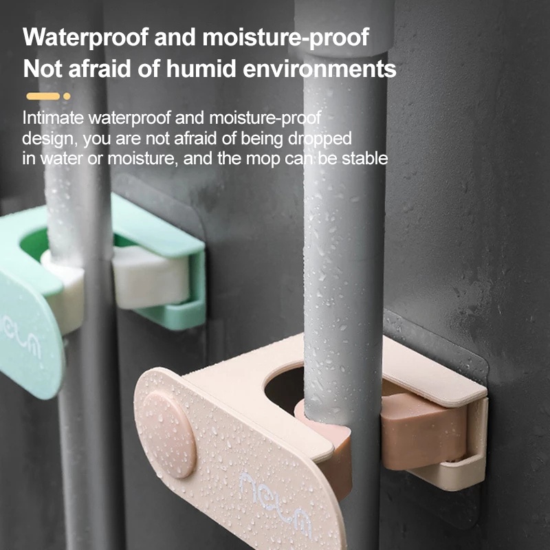 [Non-marking Mop Shelf Broom Card Holder] [Non-perforated Wall-mounted Strong Weight-bearing Mop Clip Hook] [Kitchen Bathroom Storage Shelf, Organizer]