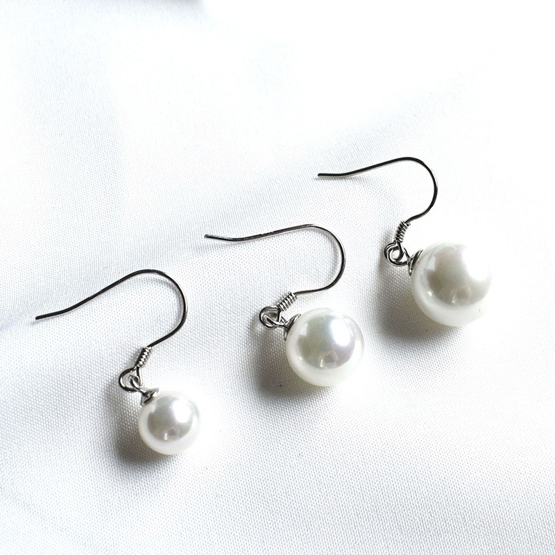 925 anting perak murni untuk wanita perhiasan fashion kait telinga mutiara