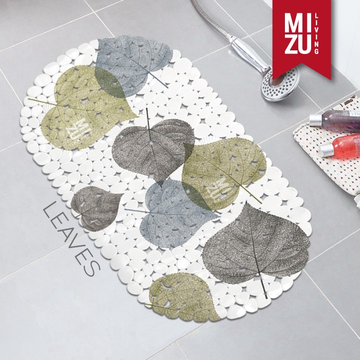 ARTISTIC Shower Bath Mat Keset Mandi PVC Penghisap Anti Slip Suction Cup 35x70cm-LEAVES