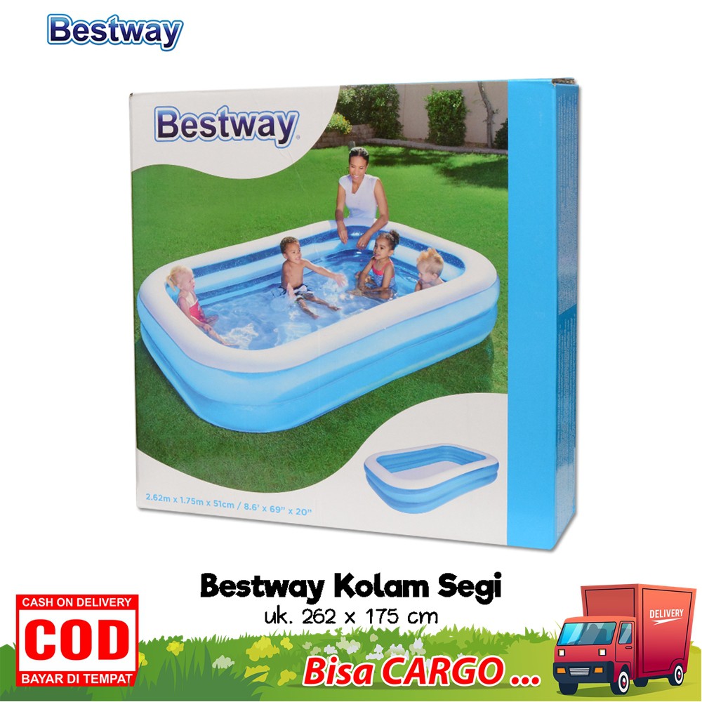 BESTWAY Kolam Segi Uk 262 X 175 X 51 CM ( 54006 ) / Kolam Main Anak / Kolam Renang Anak