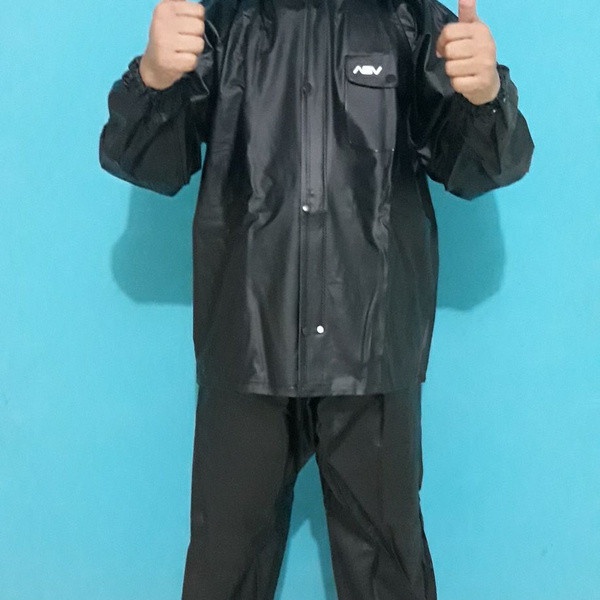 Jas Hujan ASV Karet FULL PRESS dijamin ORIGINAL - Hitam, L(M2Z0) Jas Hujan Fashionable Bermotif Tuli