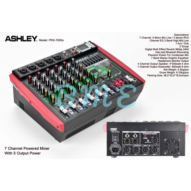 Power Mixer Ashley PRX7000S/PRX 7000S 7CH + SUBWOOFER (USB-BLUETOOTH)