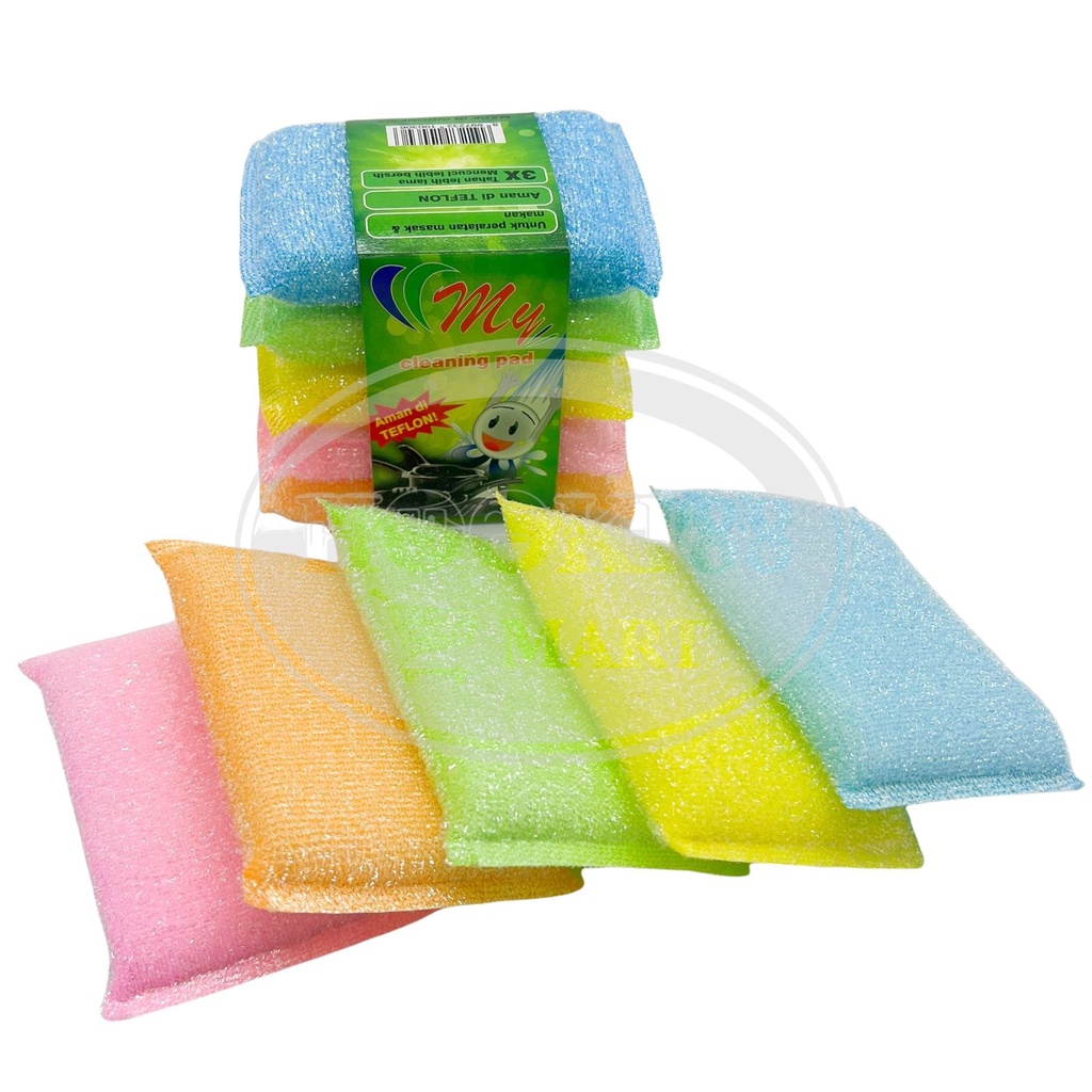 SPONS CUCI PIRING WARNA ISI 5 / SABUT UNTUK CUCI PIRING / SPONGE 5 PCS