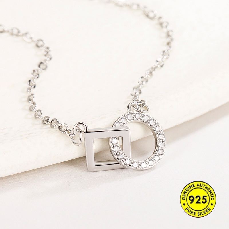 Gelang Tangan Rantai Sterling Silver 925 Dengan Gesper Bulat / Persegi Untuk Wanita