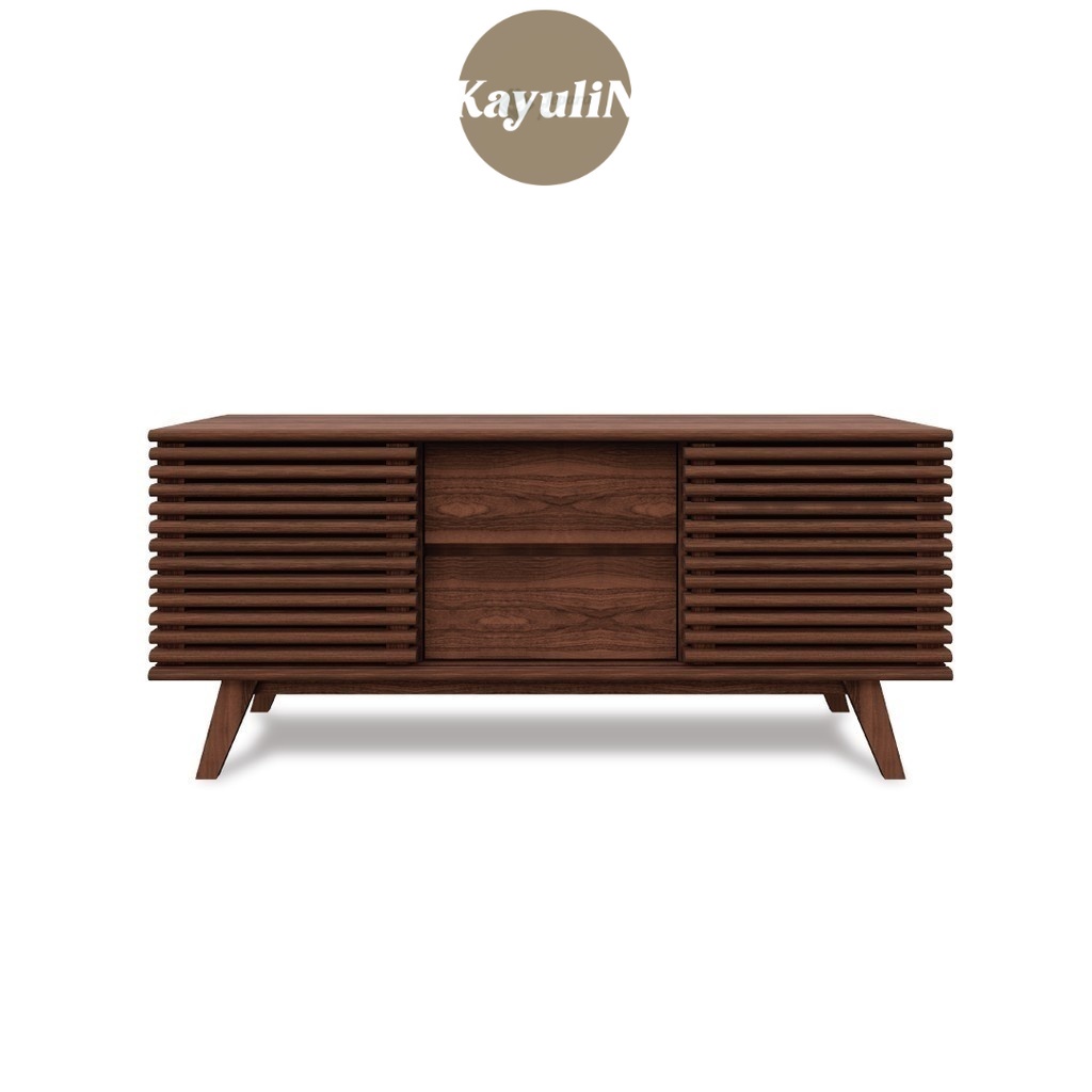 buffet nakas panjang minimalis kayu jati finishing natural kayulin interior - Lc2