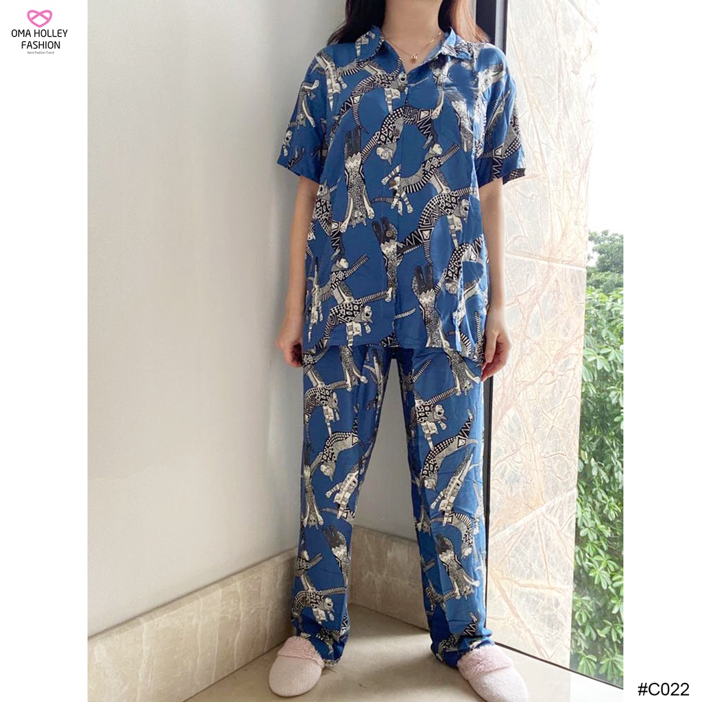 (COD) OH Fashion Anne One Set Piyama Rayyon Print #C022