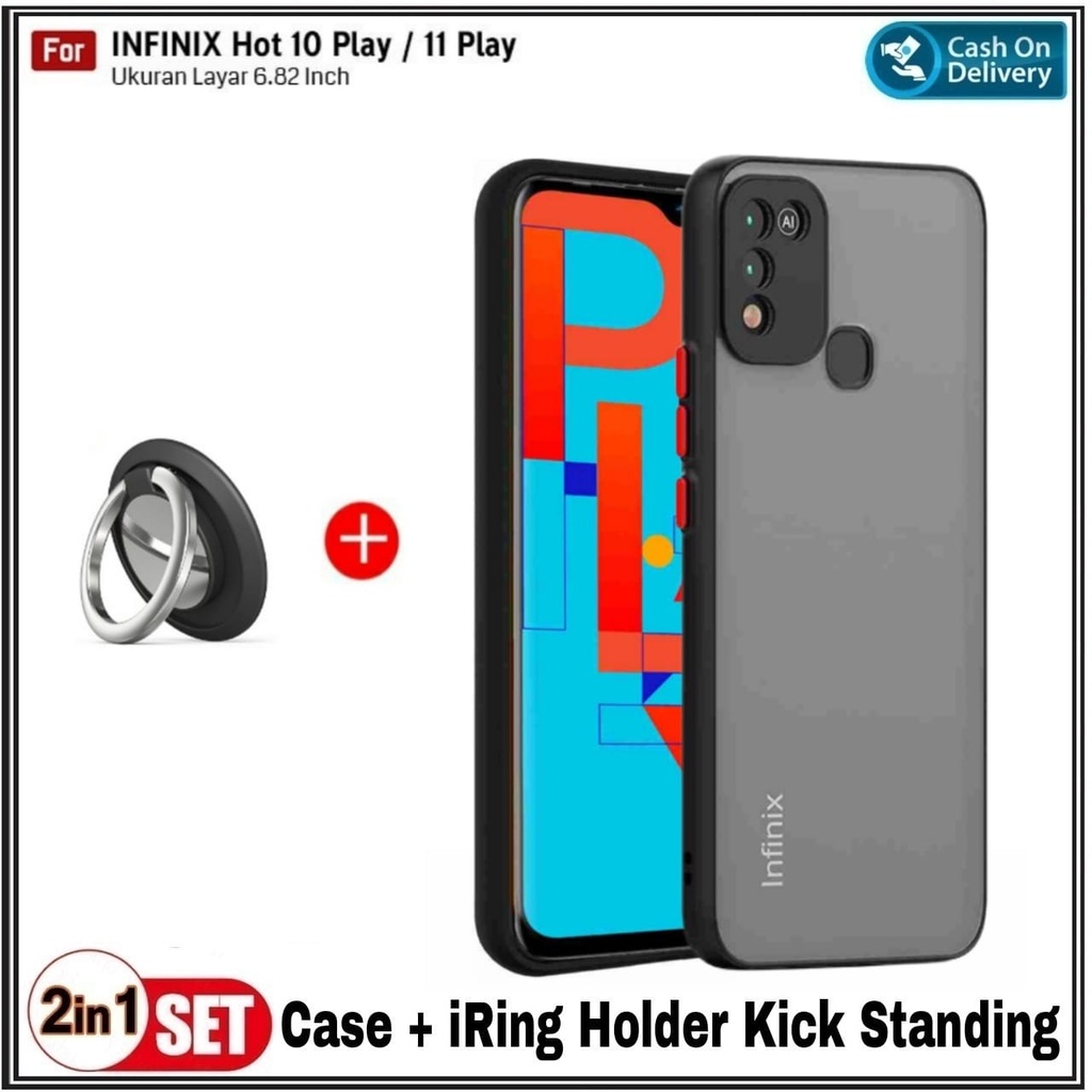 CASE Infinix Hot 10 PLAY Hot 11 PLAY Hot 10S Hot 10S NFC Hot 10T Soft Hard Casing And Cover &amp; iRing