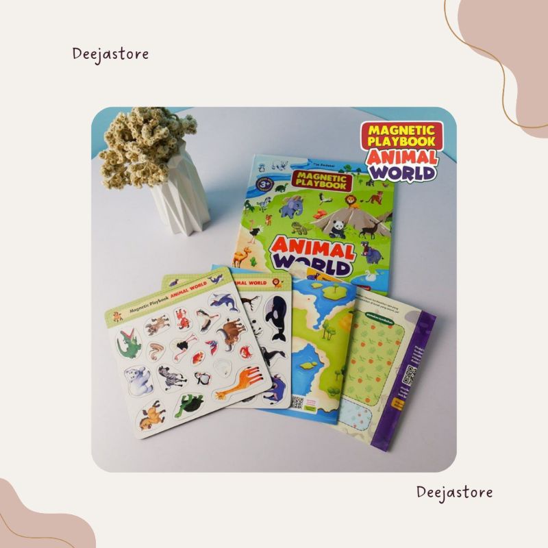 

magnetic playbook animal world buku hewan magnet hewan belajar fauna