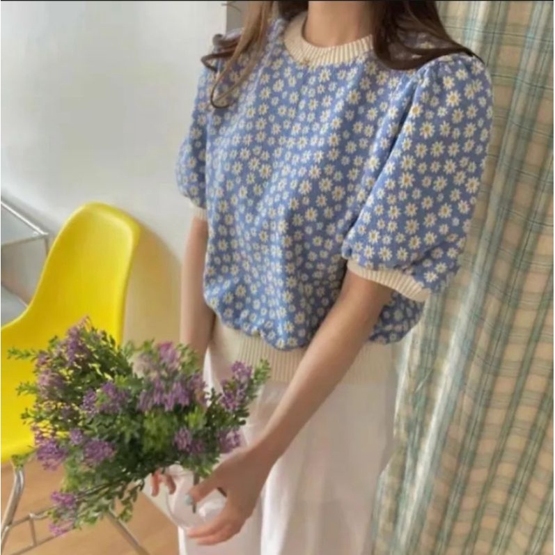 Knit Blouse Korea Import Daisy