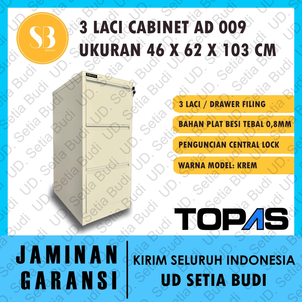 Filling Cabinet Lemari Arsip 3 Laci TOPAS AD 009