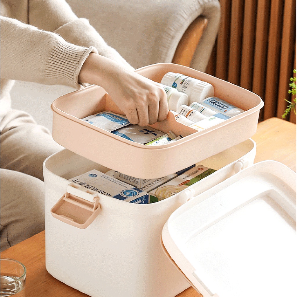 MINISO OFFICIAL Double layer medicine case for home / storeage box / kotak obat