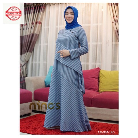 Maxi Dress Muslimah Chic Simpel Lurik GM145 by Ninos