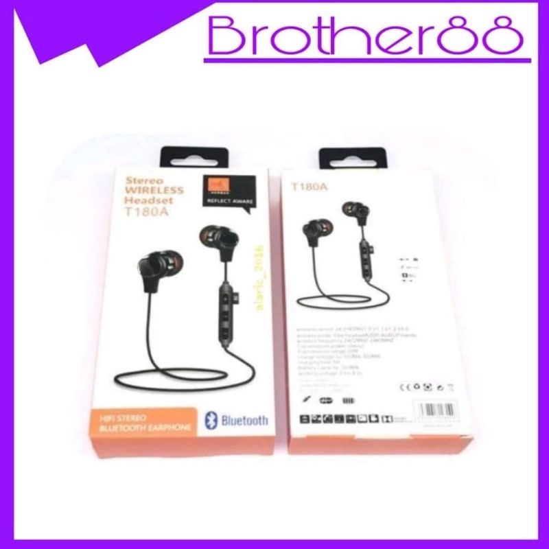 HEADSET BLUETOOTH J T180A PLUS SLOT MEMORY CARD EARPHONE WIRELESS SPORT