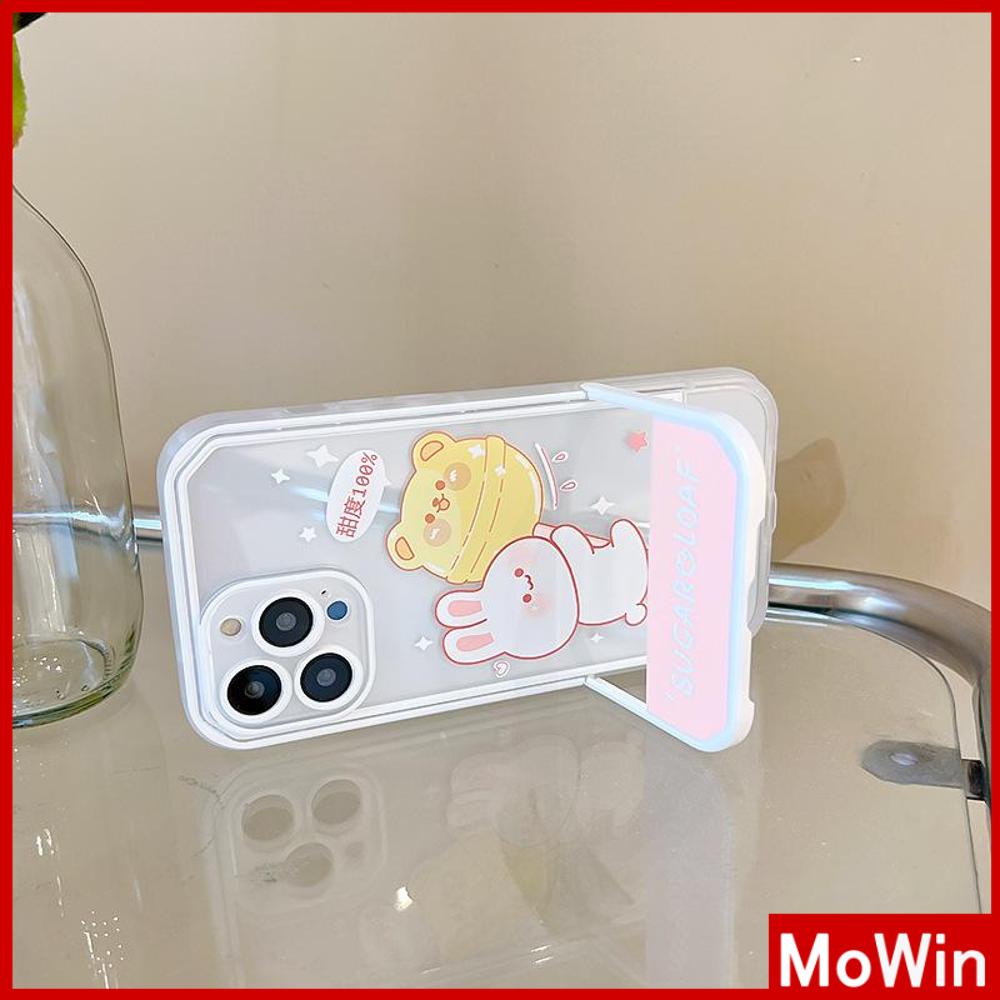 iPhone Case Acrylic Invisible Folding Stand Silicone Soft Case Shockproof Camera Cover Rabbit Cute Cartoon Compatible For iPhone 11 Pro Max 13 Pro Max 12 Pro Max 7Plus xr XS Max